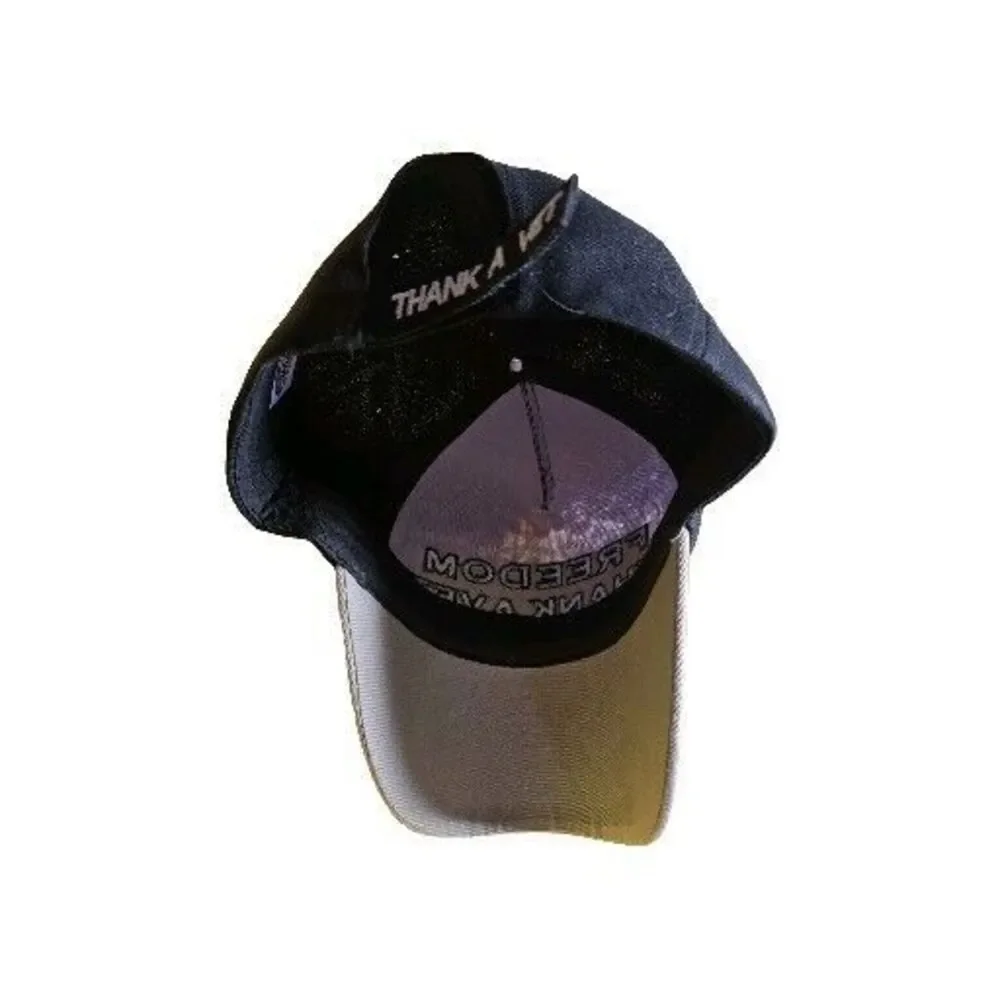 If You Love Your Freedom Thank A Vet Ballcap Hat Adjustable Black Beige Bill‎